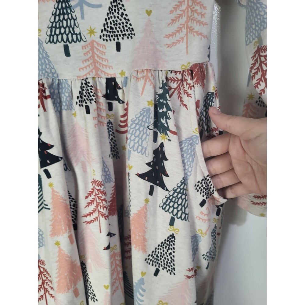 Hanna Andersson Christmas Tree Dress SZ 8/ 130 Aspen Celebration Skater Pockets - Picture 3 of 7
